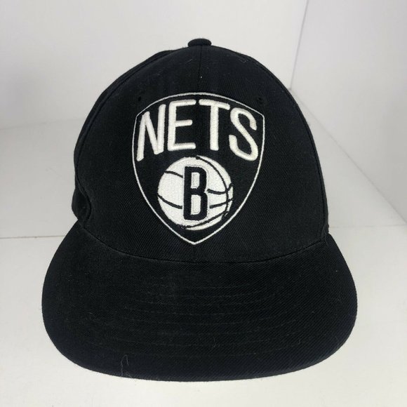 Brooklyn Nets Hat 7 1/2 Fitted Mitchell & Ness Black NBA - Picture 1 of 5